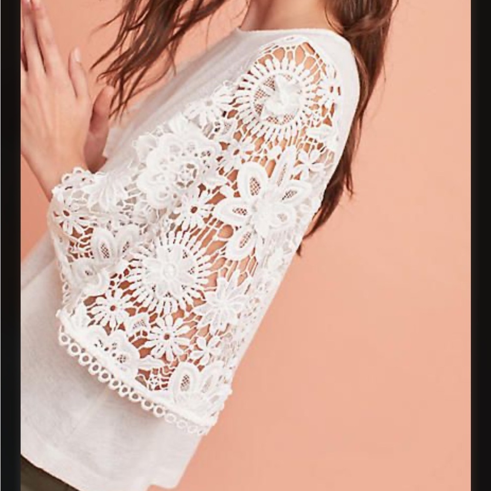 Eri & Ali for Anthropologie Lace Sleeved Top